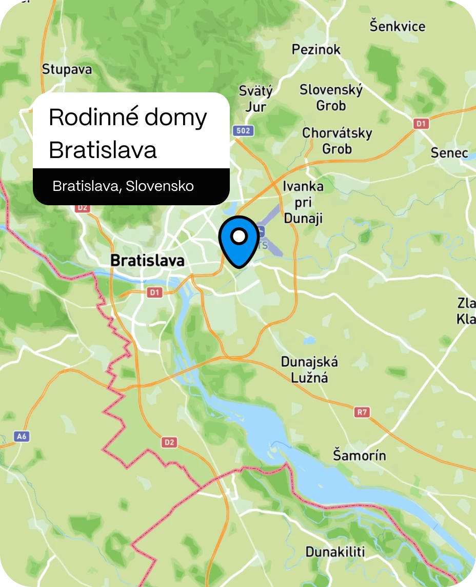 Mapa projektu Rodinné domy Bratislava