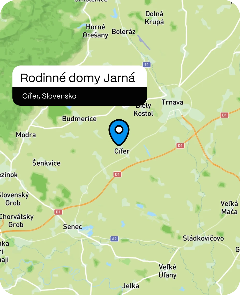 Mapa projektu Rodinné domy Jarná