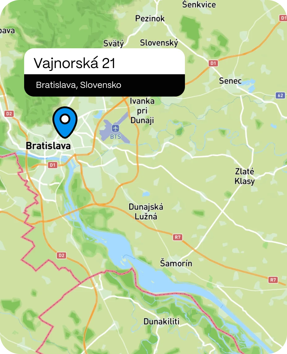 Mapa projektu Vajnorská 21 (Developerský model)