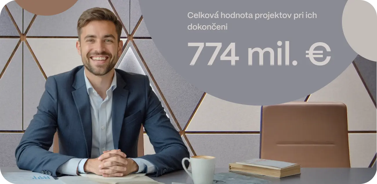 Investičný manažér poskytujúci poradenstvo v oblasti financovania projektov a investičných zámerov. Symbol profesionálneho zabezpečenia kapitálu, emisie dlhopisov, projektového financovania a prepájania investorov s atraktívnymi investičnými príležitosťami v oblasti nehnuteľností a podnikania.