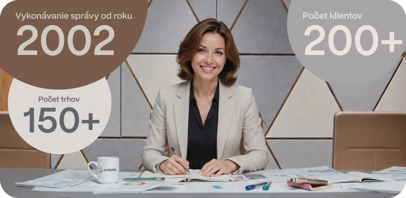 Investičná poradkyňa pripravujúca finančné portfólio klienta v modernej kancelárii. Symbol profesionálnej správy majetku, investičného poradenstva a dlhodobého zhodnocovania finančných prostriedkov.