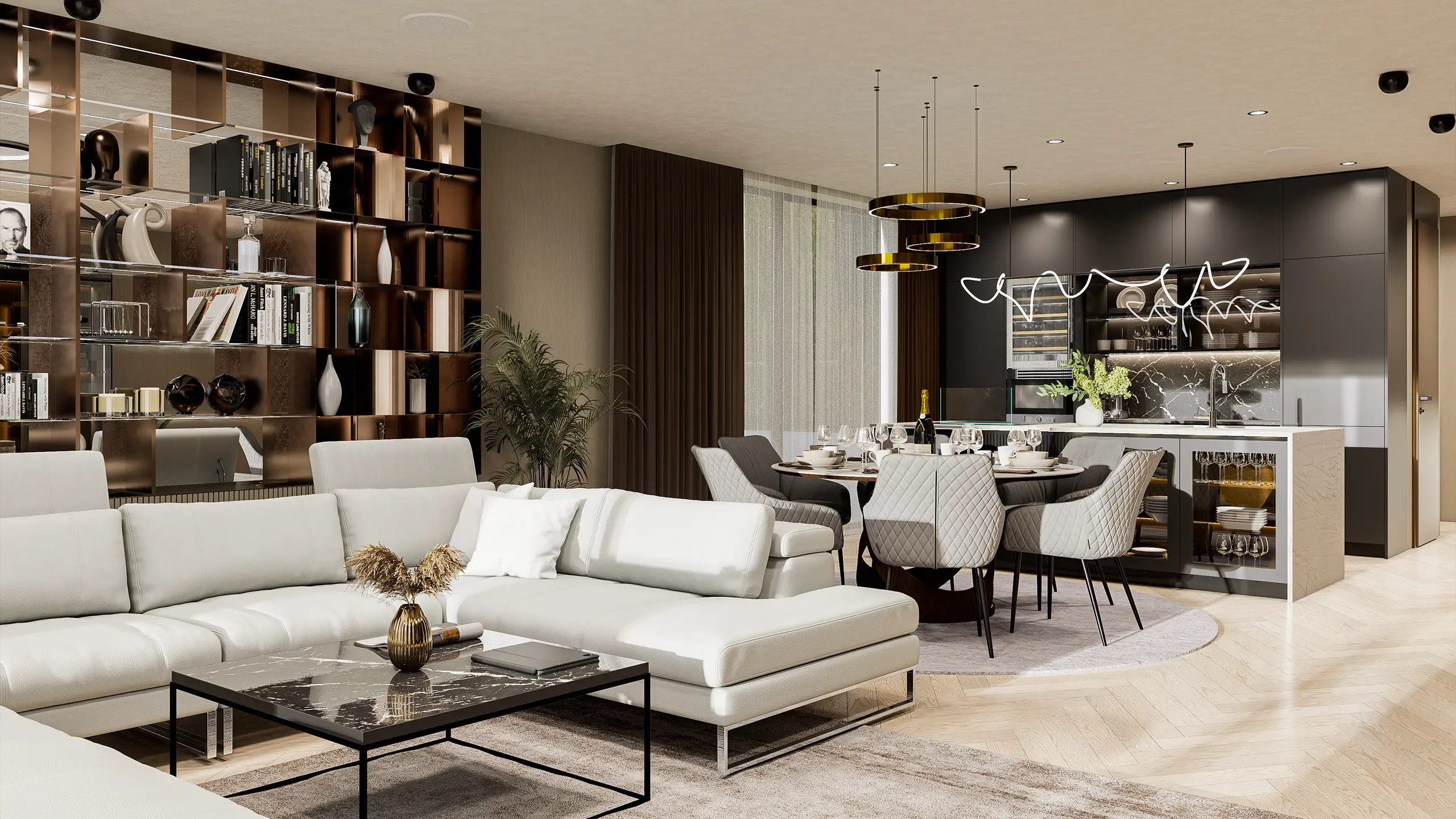 Residential Project Mestské Vily Sympatia – open-plan living area connected to the dining space - obrázok 15