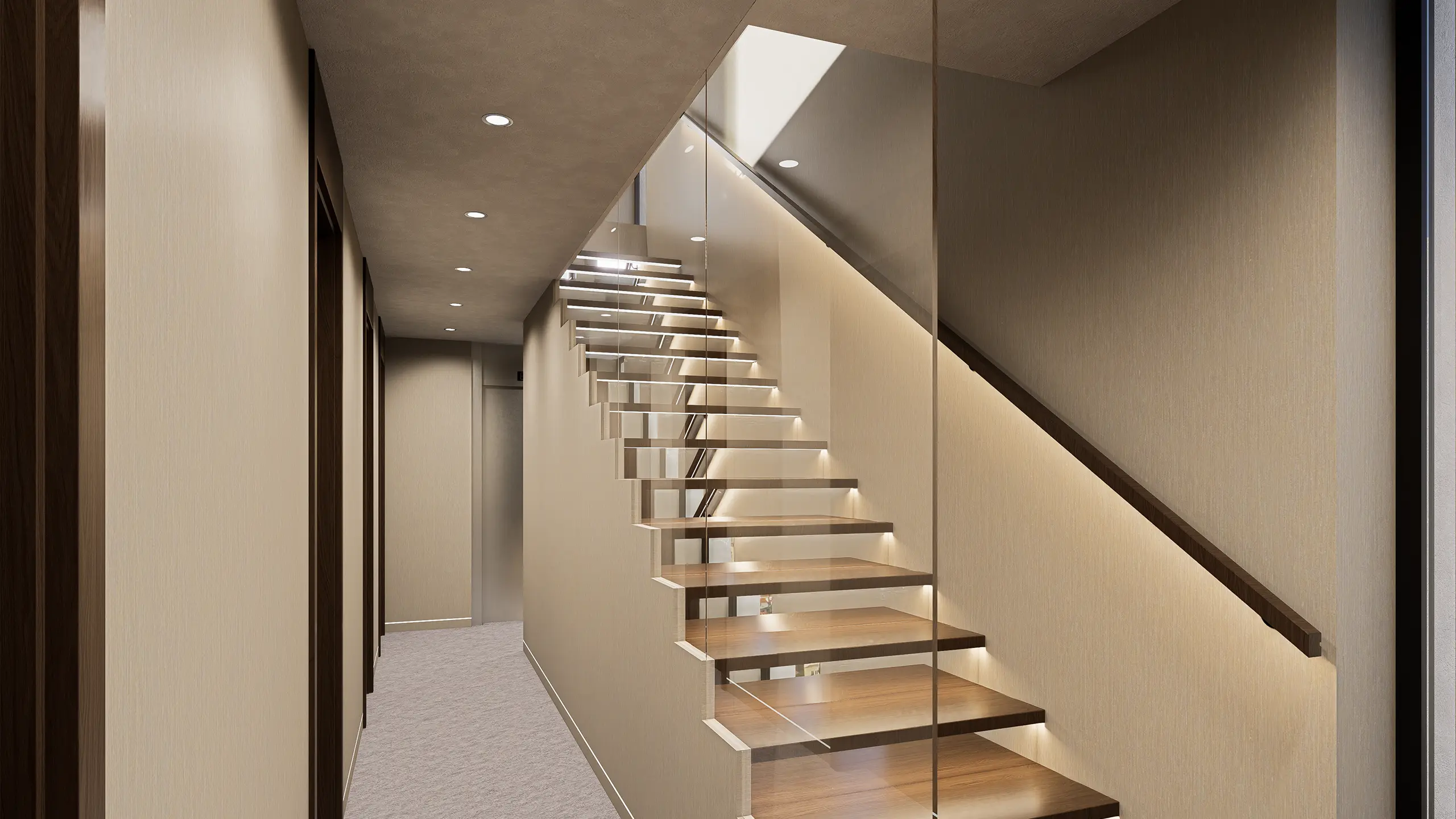 Residential project Urban Villas Sympathy – glazed staircase with backlight. - obrázok 18