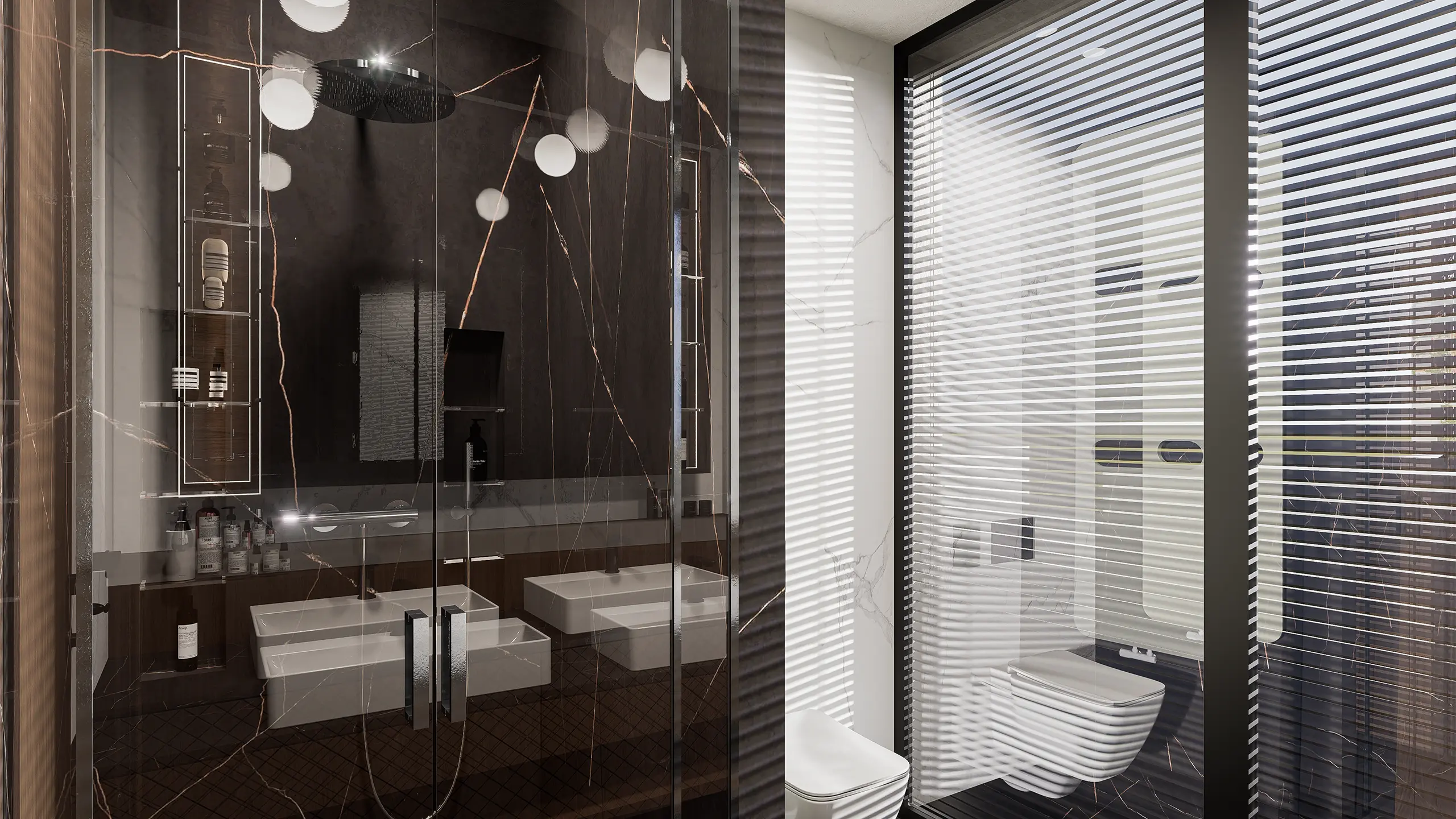 Residential Project Mestské Vily Sympatia – bathroom with large-format tiles and contemporary sanitary ware - obrázok 22