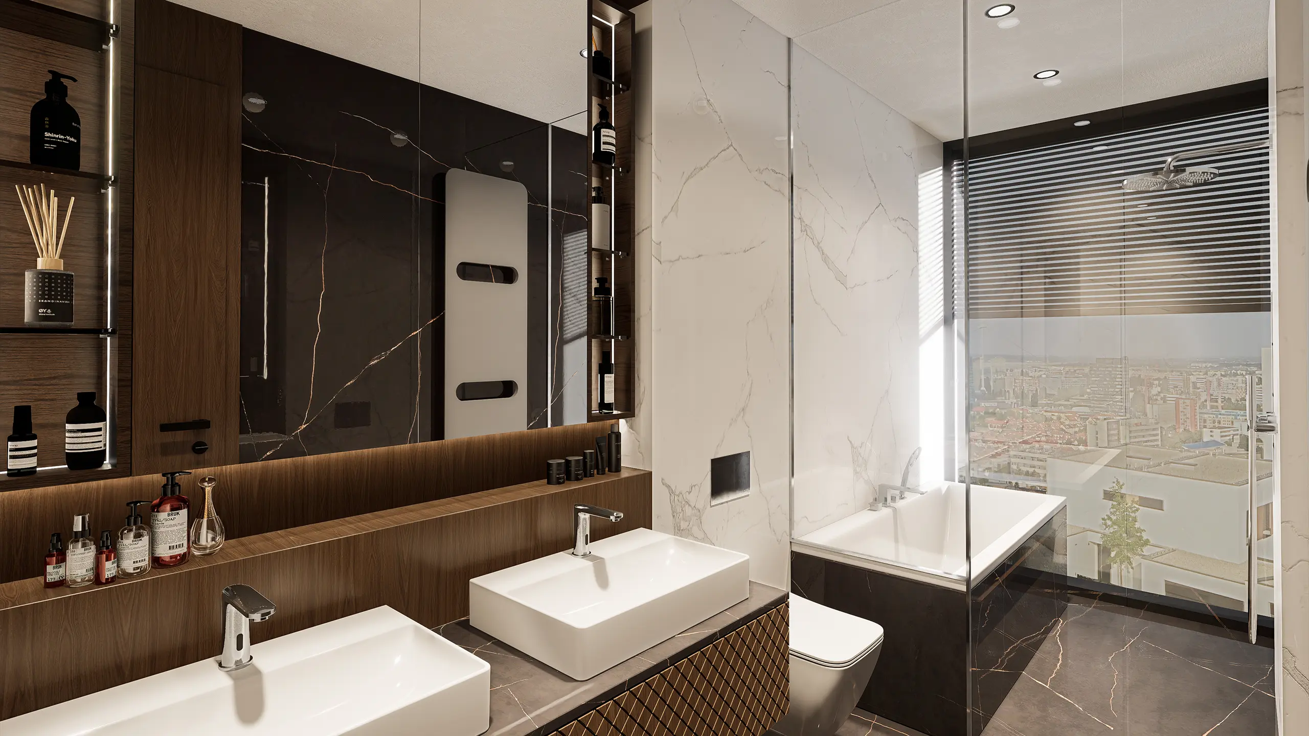 Residential Project Mestské Vily Sympatia – bathroom with large-format tiles and contemporary sanitary ware - obrázok 26