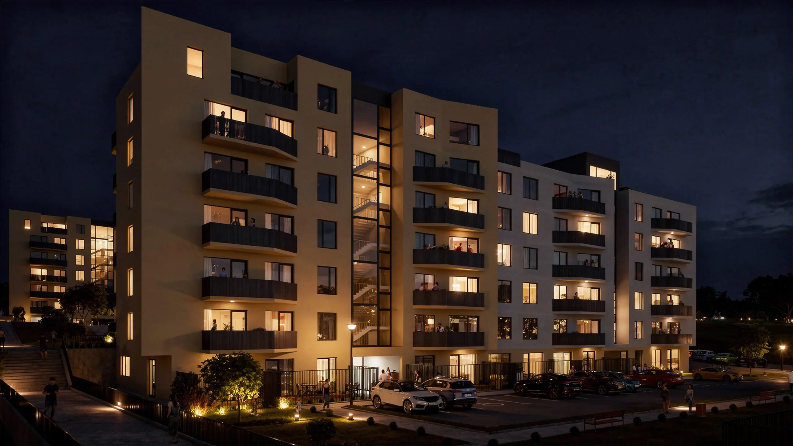 Visualization of the Nitrea 1 residential development in Nitra – Mlynárce, featuring modern apartment buildings and landscaped green surroundings. - obrázok 13